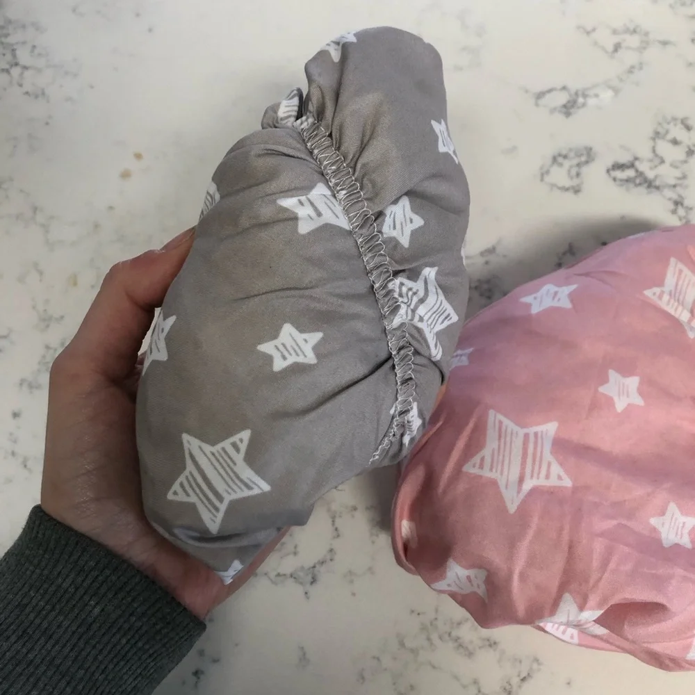 Pack N Play Or Mini Crib Sheets Set of 2 Pink and Gray